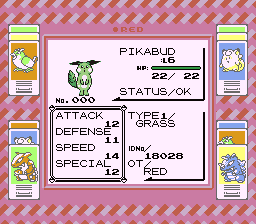 Pikabud, the grass type Pikachu with a leaf tail